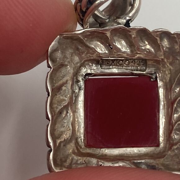 Sterling silver red jasper pendant - Picture 3 of 4